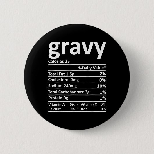 Gravy Nutrition Facts Fun Thanksgiving Christmas F 缶バッジ (正面)