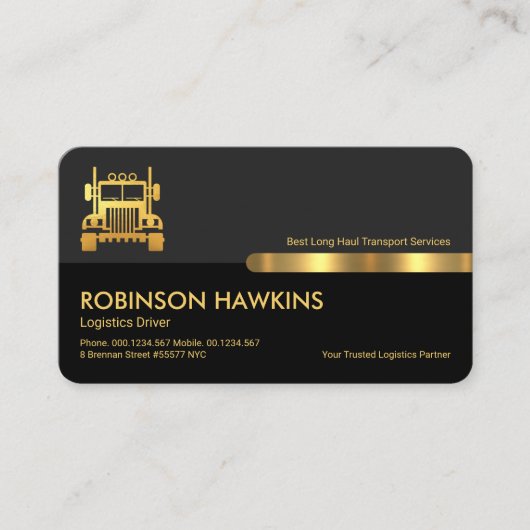 Gray スタイリッシュ Black Layers Logistics Transporter 名刺 (正面)