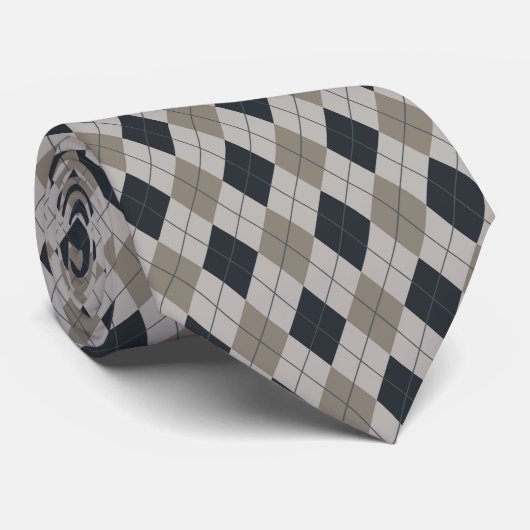 Gray And Black Argyle Necktie ネクタイ (ロール)