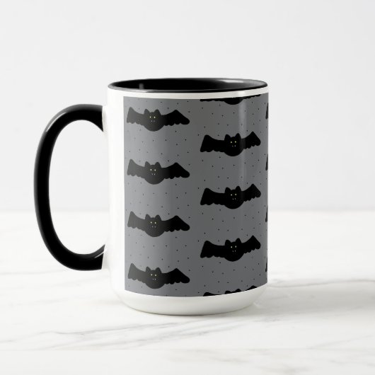 Gray and Black Halloween Bats マグカップ (左)