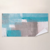 Gray and Blue抽象芸術アートペイント抽象、painti バスタオル (バスタオル)