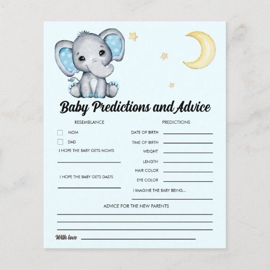 Gray and Blue Elephant Baby Shower boy (正面)