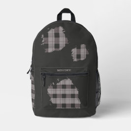Gray and Gray Plaid Patches, Name  プリントバックパック
