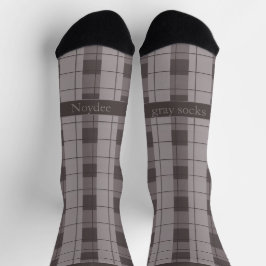 Gray and Grey Plaid, Text on Foot ソックス