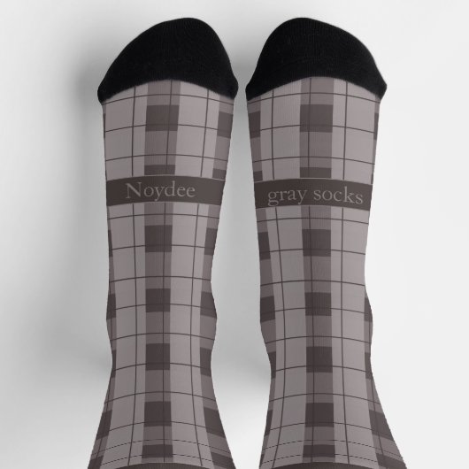 Gray and Grey Plaid, Text on Foot ソックス (上部)