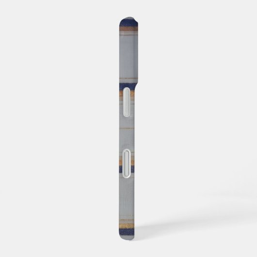 Gray and Navy Plaid with Gold Accent iPhone 16ケース (右側面)