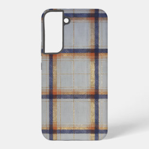 Gray and Navy Plaid with Gold Accent Samsung Galaxy S22+ケース