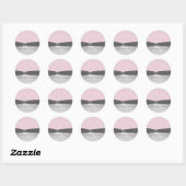 Gray and Pink Damask 1.5" Round Sticker ラウンドシール (シート)