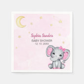 Gray and Pink Elephant Baby Shower Girl スタンダードカクテルナプキン (正面)