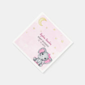 Gray and Pink Elephant Baby Shower Girl スタンダードカクテルナプキン (角)