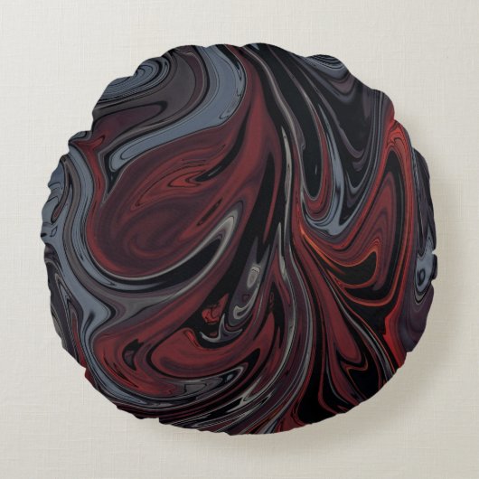 Gray and red abstract painting ラウンドクッション (正面)