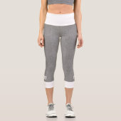 Gray and white herringbone pattern leggings  カプリレギンス (正面)