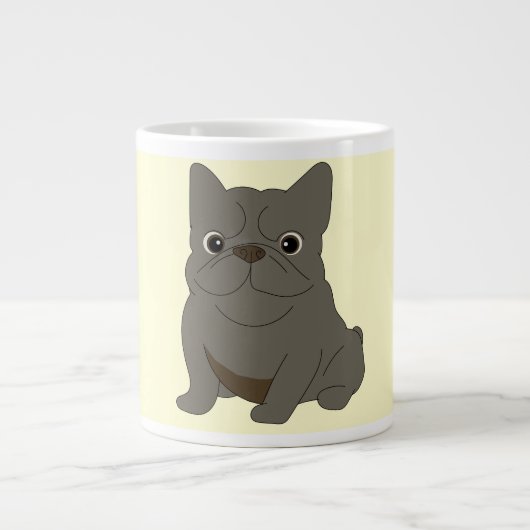 Gray Baby French Bulldog, Cream, ジャンボコーヒーマグカップ (正面)