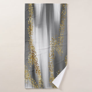 gray background with gold glitterart,gold,golden,a バスタオル