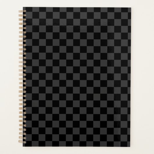 Gray Black Checkered Checkerboard プランナー手帳 (正面)