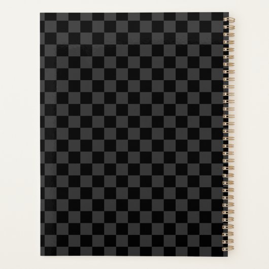 Gray Black Checkered Checkerboard プランナー手帳 (裏面)