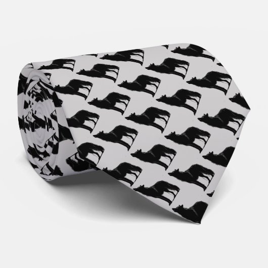Gray Black Howling Wolf Silhouette Pattern ネクタイ (ロール)