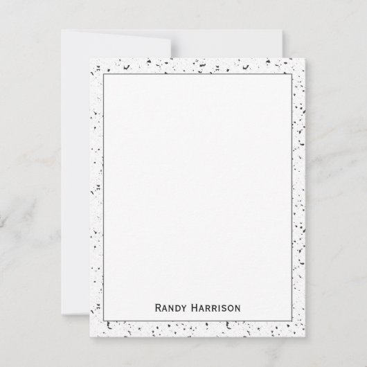 Gray - Black Marble Chips Terrazzo Pattern Frame ノートカード (正面)