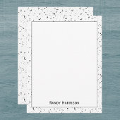 Gray - Black Marble Chips Terrazzo Pattern Frame ノートカード