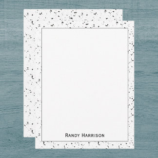 Gray - Black Marble Chips Terrazzo Pattern Frame ノートカード