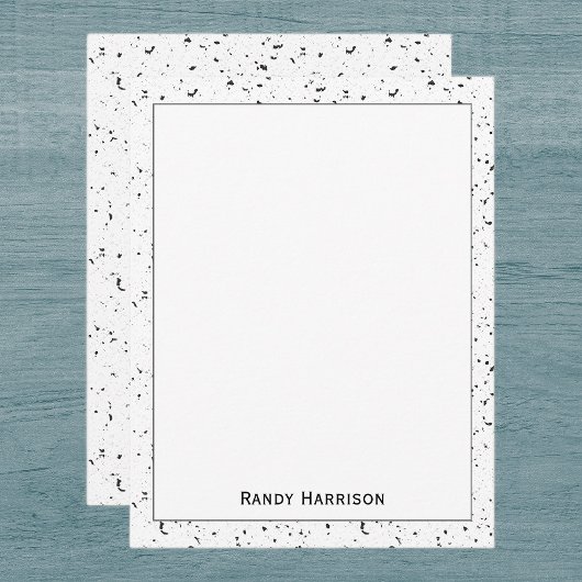 Gray - Black Marble Chips Terrazzo Pattern Frame ノートカード