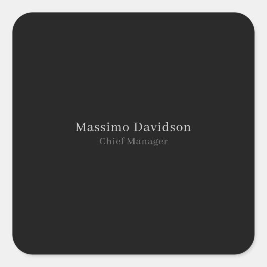 Gray Black Modern Minimalist Simple Serif Font スクエアシール (正面)