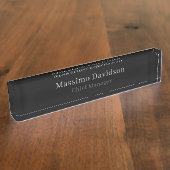 Gray Black Modern Minimalist Simple Serif Font デスクネームプレート (側面)