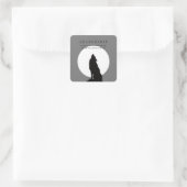 Gray Black Pop Art Leadership Wolf Howling スクエアシール (バッグ)