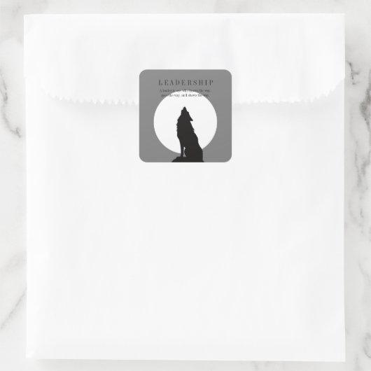 Gray Black Pop Art Leadership Wolf Howling スクエアシール (バッグ)