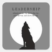 Gray Black Pop Art Leadership Wolf Howling スクエアシール (正面)