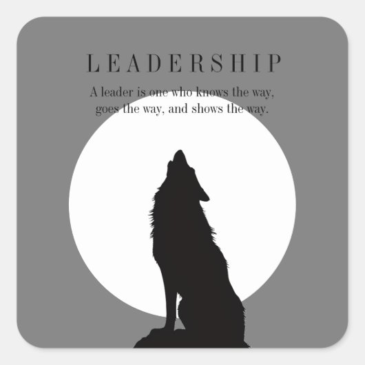 Gray Black Pop Art Leadership Wolf Howling スクエアシール (正面)