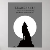 Gray Black Pop Art Leadership Wolf Howling ポスター (正面)