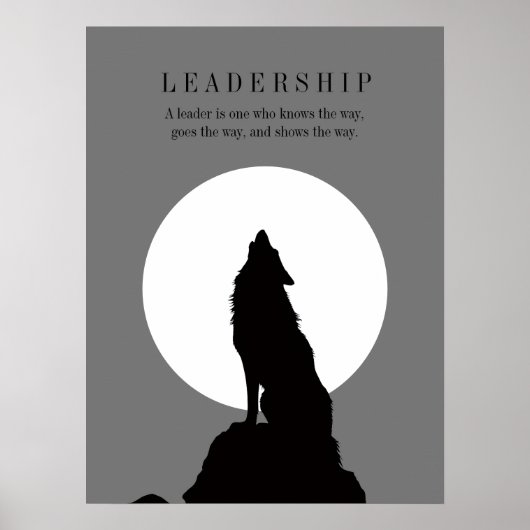 Gray Black Pop Art Leadership Wolf Howling ポスター (正面)