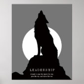 Gray Black Pop Art Leadership Wolf Howling ポスター (正面)