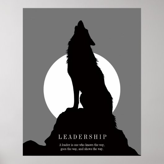 Gray Black Pop Art Leadership Wolf Howling ポスター (正面)