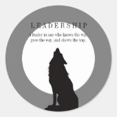 Gray Black Pop Art Leadership Wolf Howling ラウンドシール (正面)