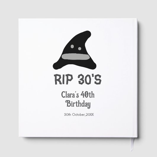 Gray black RIP 30's 40th birthday witch hat hallow ゲストブック (裏面)