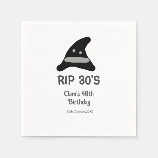 Gray black RIP 30's 40th birthday witch hat hallow スタンダードカクテルナプキン (正面)