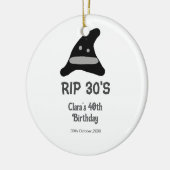 Gray black RIP 30's 40th birthday witch hat hallow セラミックオーナメント (左)