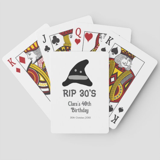 Gray black RIP 30's 40th birthday witch hat hallow トランプ (裏面)