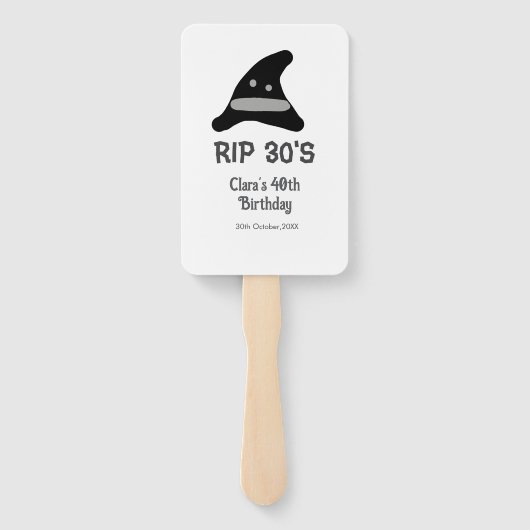 Gray black RIP 30's 40th birthday witch hat hallow ハンドファン (裏面)