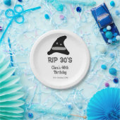 Gray black RIP 30's 40th birthday witch hat hallow ペーパープレート (パーティー)