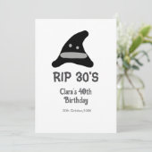 Gray black RIP 30's 40th birthday witch hat hallow 招待状 (スタンド正面)