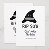 Gray black RIP 30's 40th birthday witch hat hallow 招待状 (正面/裏面)