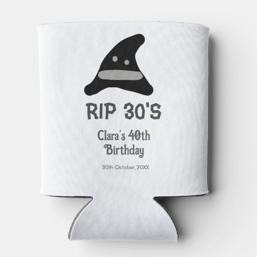 Gray black RIP 30's 40th birthday witch hat hallow 缶クーラー (裏面)