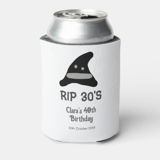 Gray black RIP 30's 40th birthday witch hat hallow 缶クーラー (缶裏面)