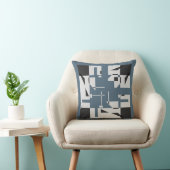 Gray Black Slate Blue Small Shapes Art Labyrinth クッション (椅子)