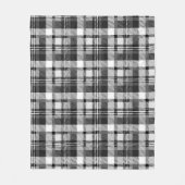 Gray Black White Madras Plaid Design  フリースブランケット (正面)