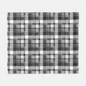 Gray Black White Madras Plaid Design  フリースブランケット (正面(横))