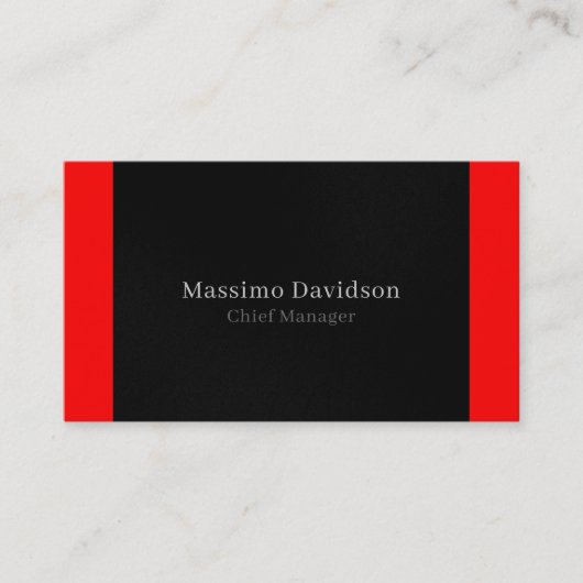 Gray Black White Red Stripes Simple Serif Font 名刺 (正面)